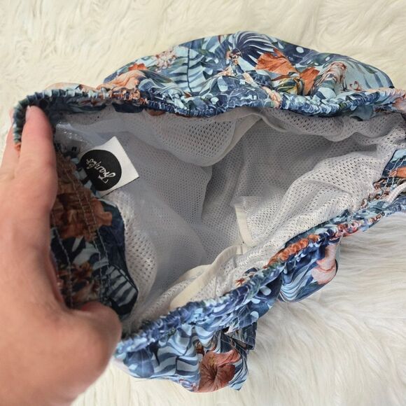 FRANKS Swim Shorts Mens Medium Hibiscus Floral Mesh Lined Tropical Trunks - Picture 11 of 11